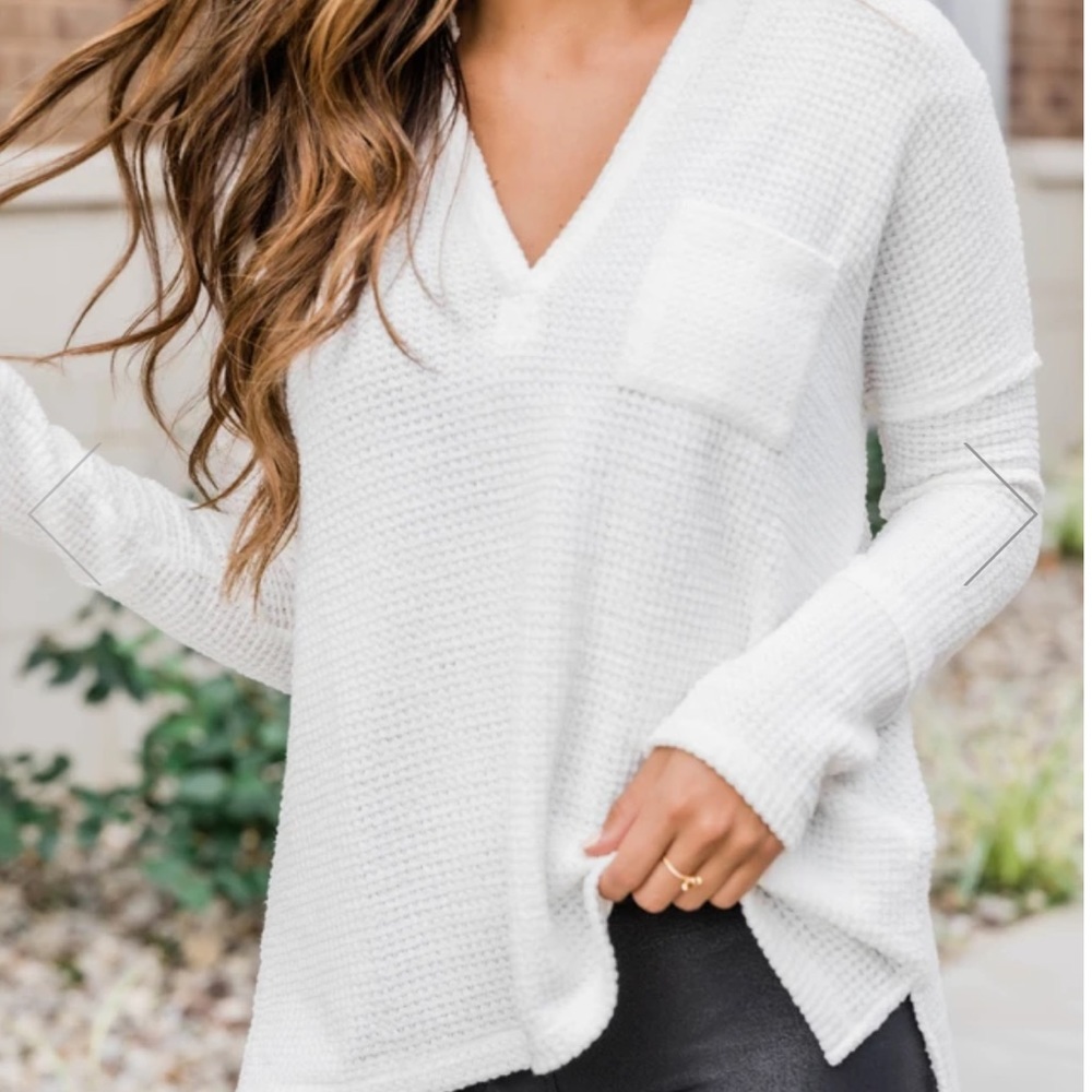 White Waffle Knit Top